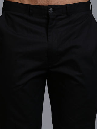 VM BY VASTRAMAY Men's Black Cotton Kurta with Pant Set