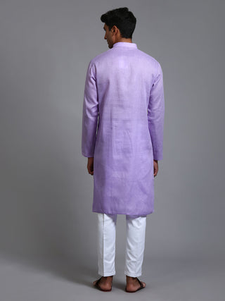 VM BY VASTRAMAY Men's Purple Cotton Kurta with Pant Set