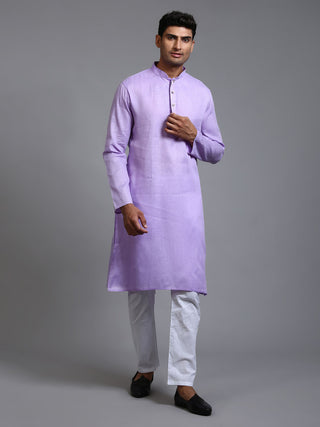 VM BY VASTRAMAY Men's Purple Cotton Kurta Pyjama Set