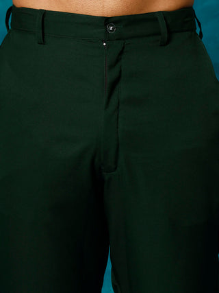 VM Men's Green Embellished Georgette Kurta Pyjama Set