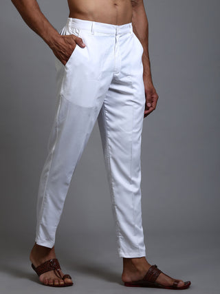 VM By VASTRAMAY Men's White Cotton Pant Style Pyjama