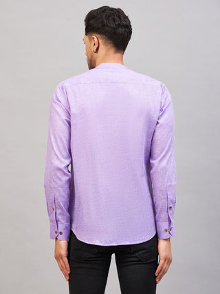 VM BY VASTRAMAY Men's Purple Short Cotton Kurta