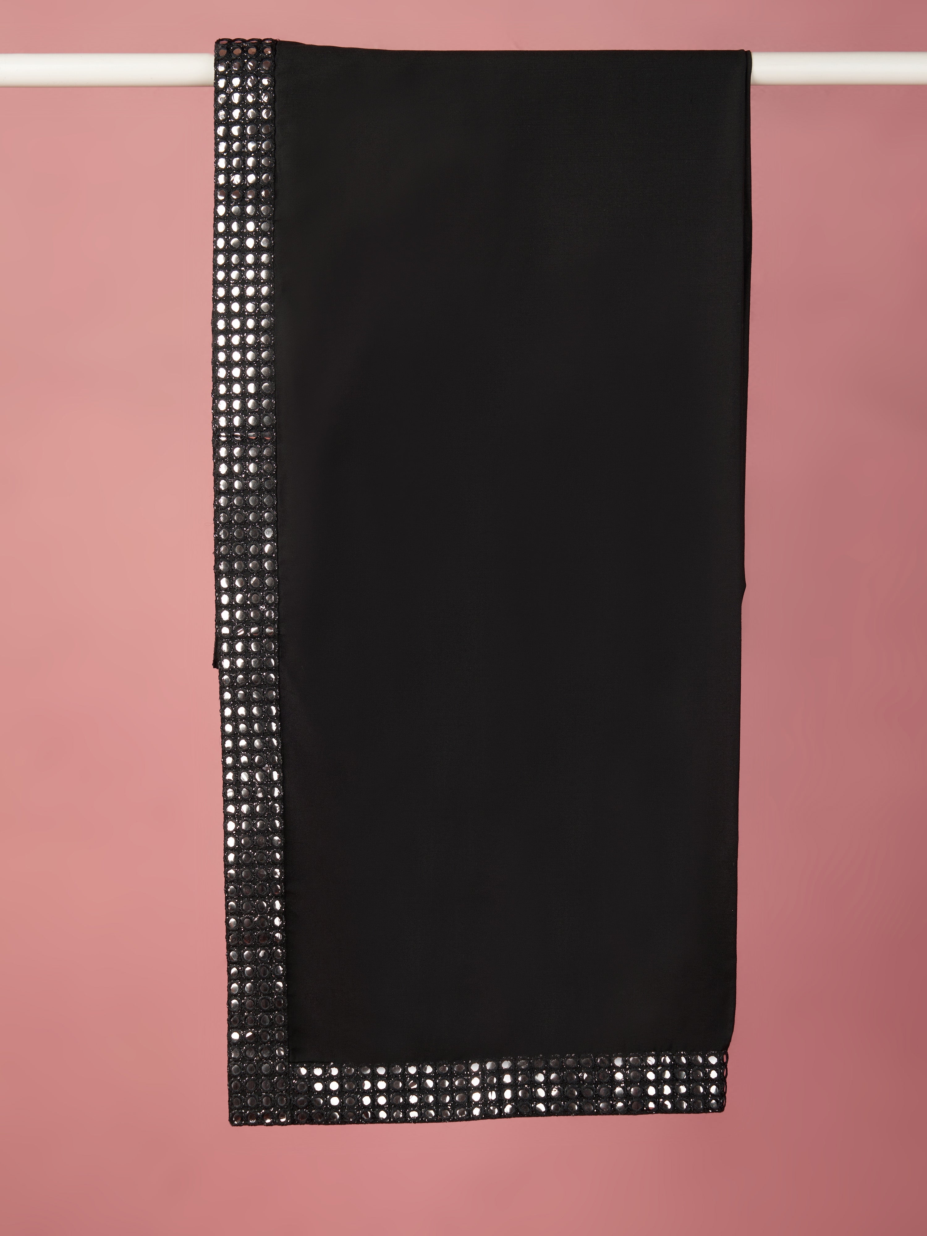 Black Viscose Embroidered Men's Dupatta for Festive Wear