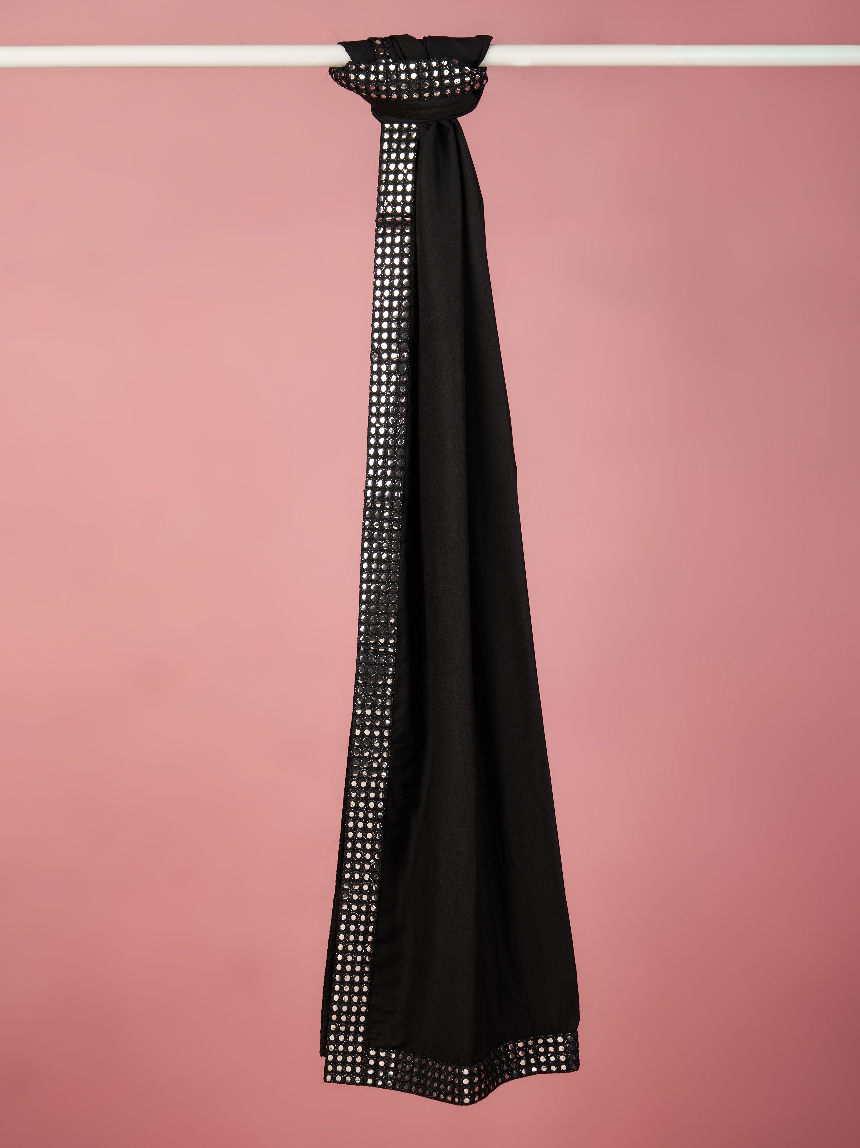 Men's Black Solid Dupatta