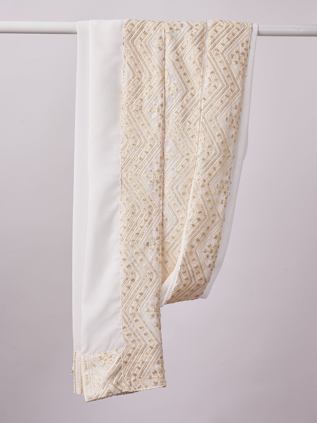 White Georgette Embroidered Men's Dupatta for Weddings