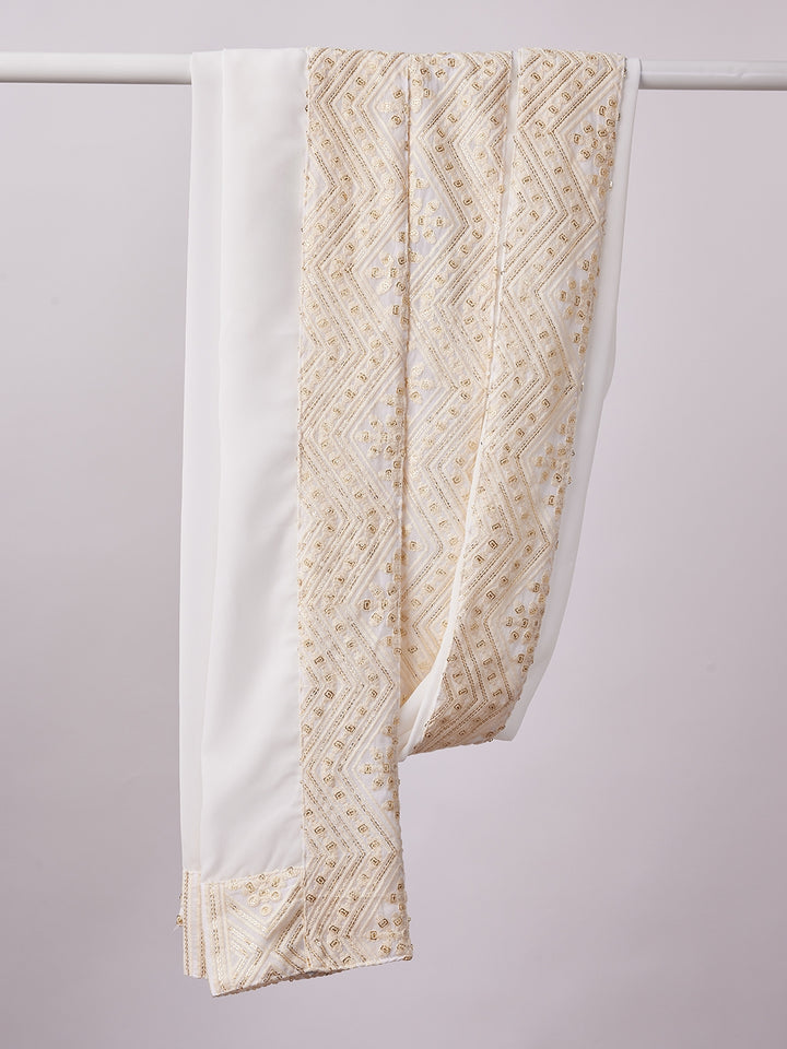 White Georgette Embroidered Men&