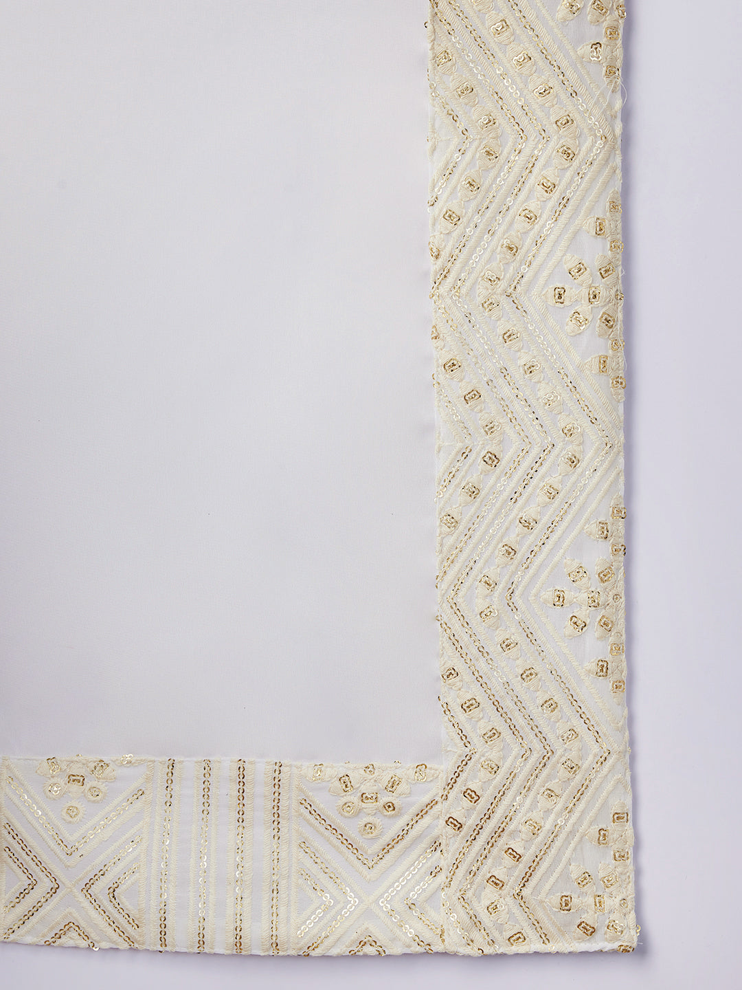 Men Off-White Geometric Zari Work Undetermined Dupatta