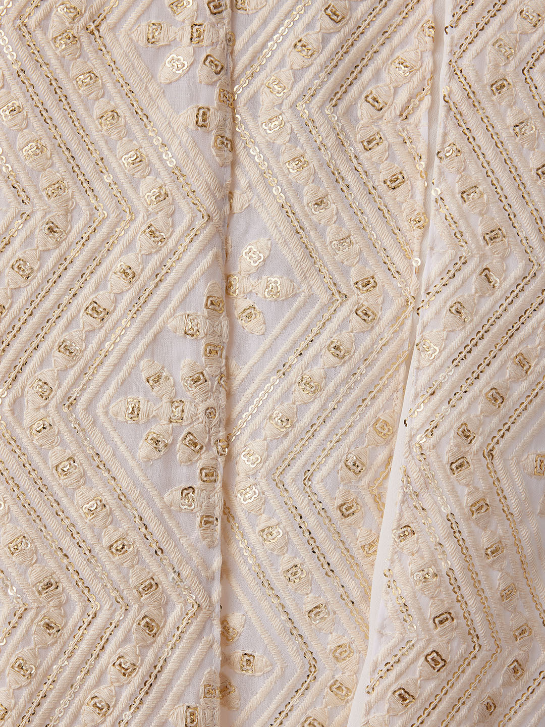 Men Off-White Geometric Zari Work Undetermined Dupatta
