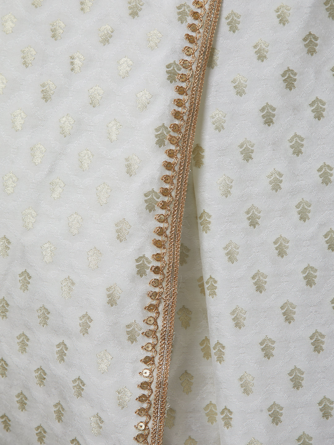 Men Cream Self Design Zari Work Undetermined Dupatta