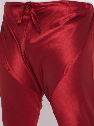 VASTRAMAY Men's Plus Size Cream Silk Blend Kurta Pyjama Set