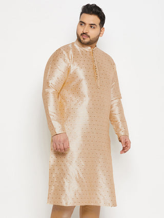 VASTRAMAY Men's Plus Size Gold Zari Weaved Kurta