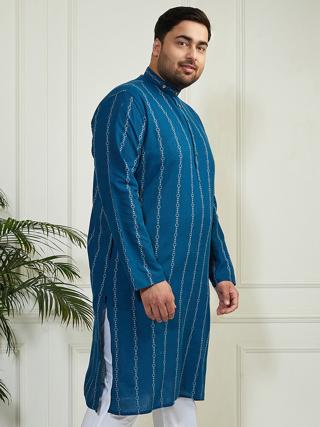 Plus Men's Indigo Blue Cotton Kurta