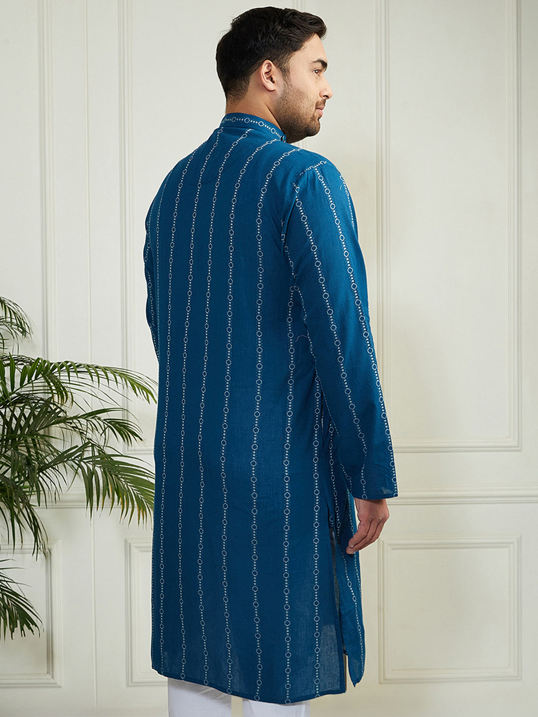 Plus Men's Indigo Blue Cotton Kurta
