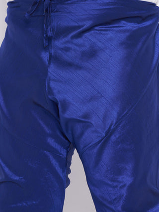 VASTRAMAY Men's Plus Size Lavender Silk Blend Kurta And Blue Pyjama Set