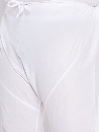 VASTRAMAY Men's Plus Size Lavender Silk Blend Kurta And White Pyjama Set