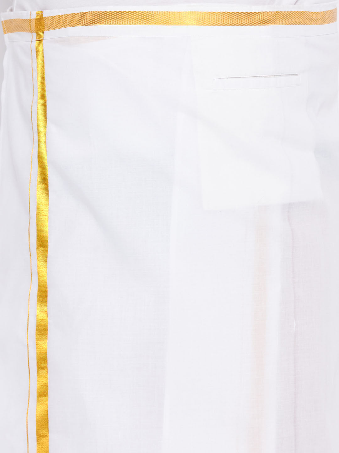 Men's Plus Size White And Gold Dhoti/Mundu/Vesty