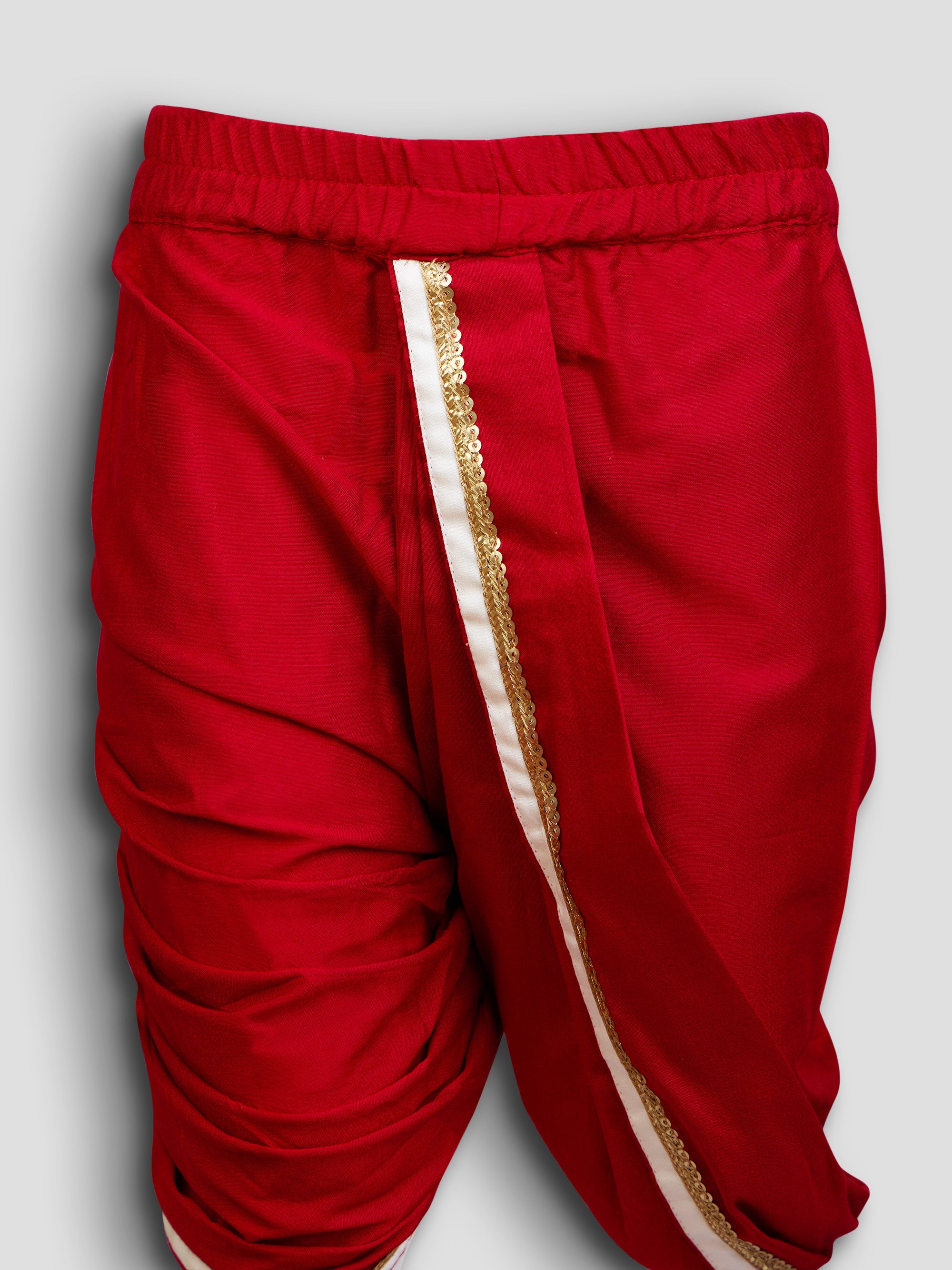Boys White Fine Satin Kurta Dhoti Set with Flute & Belt