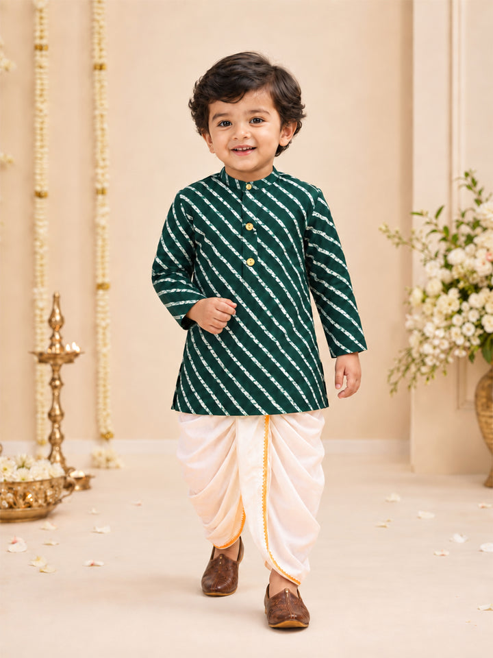 Boy Green Rayon Kurta and Dhoti Set Festive, Festive Glitz, Indated Traditions, All regions, Raksha Bandhan, Navratri Ethnic Wear