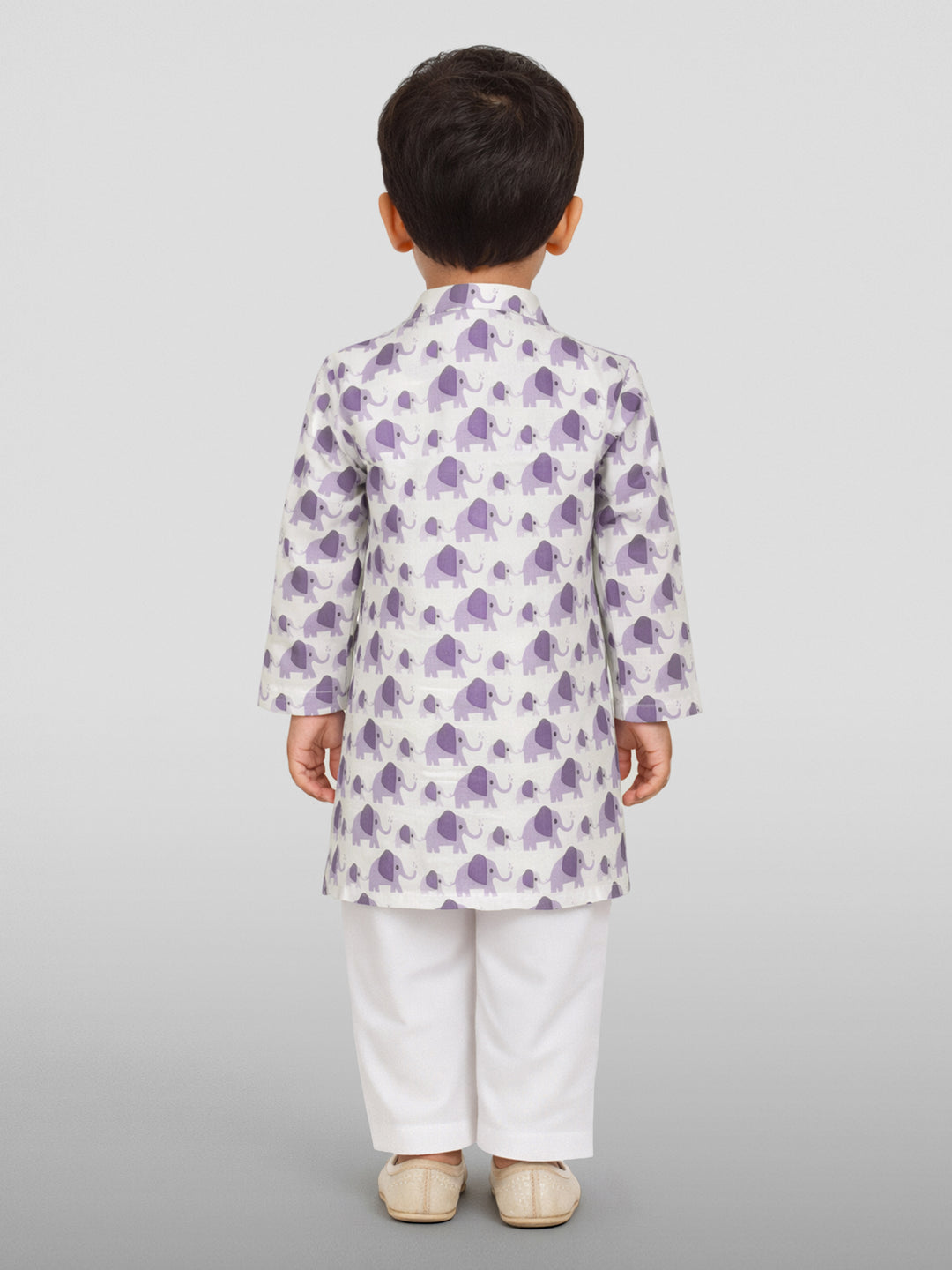Baby Boys Purple Pure Cotton Animal Print Kurta Pyjama Set