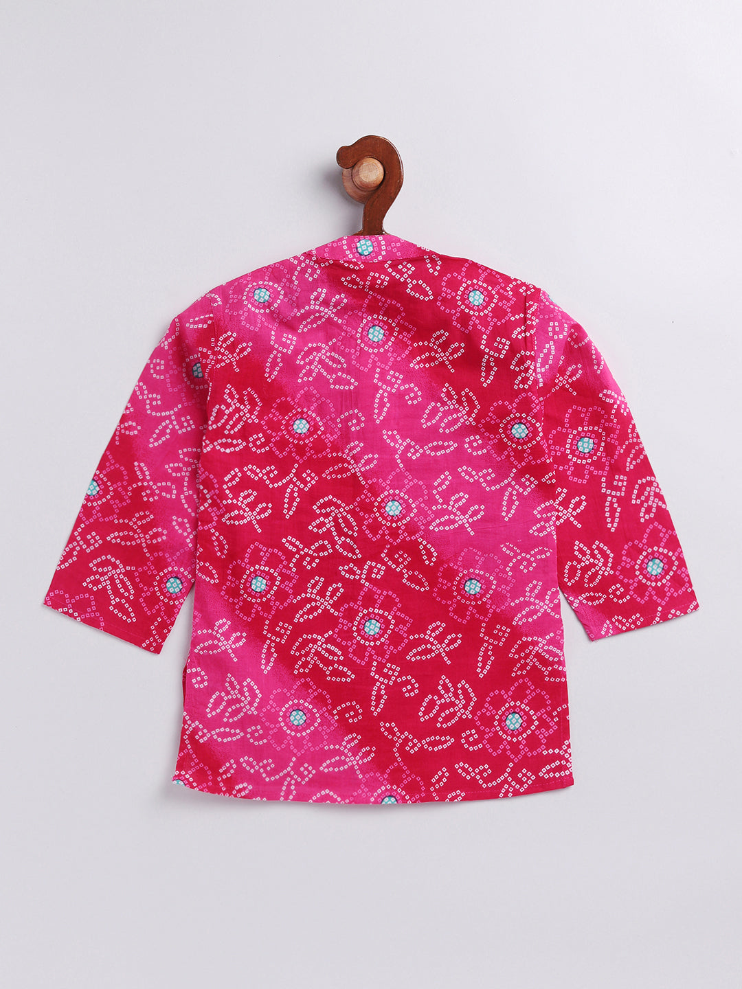 Infant Boy's Pink And White Cotton Kurta Pyjama Set