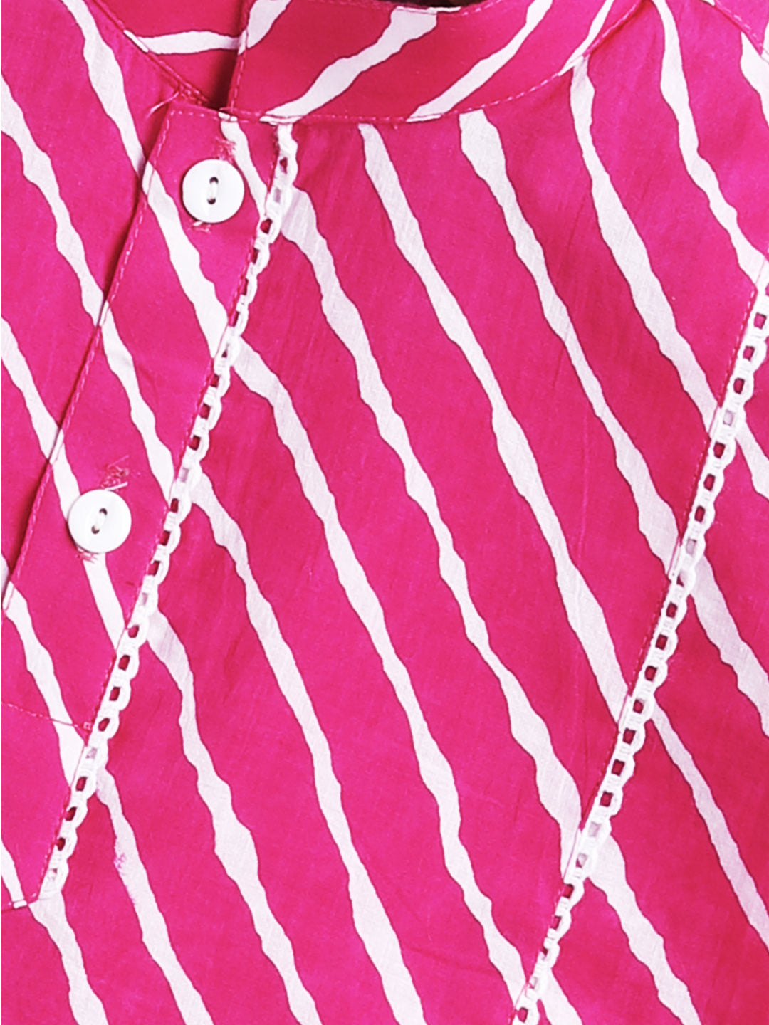 Infant Boy's Pink And White Cotton Kurta Pyjama Set