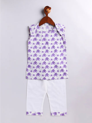 Vastramay Infant Boys Purple Cotton Blend Kurta Pyjama Set