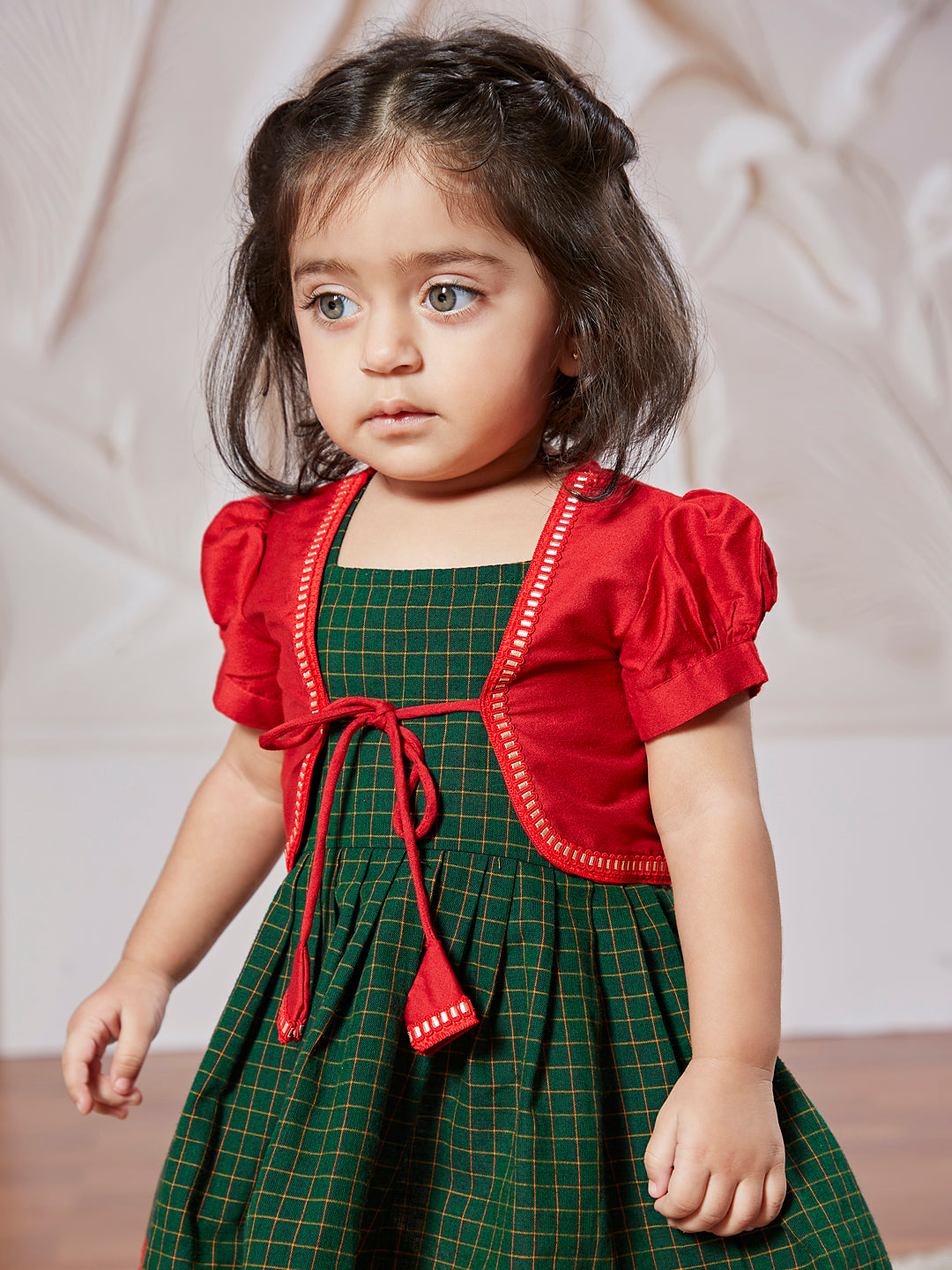 Girl's' Green Dress With Jacket