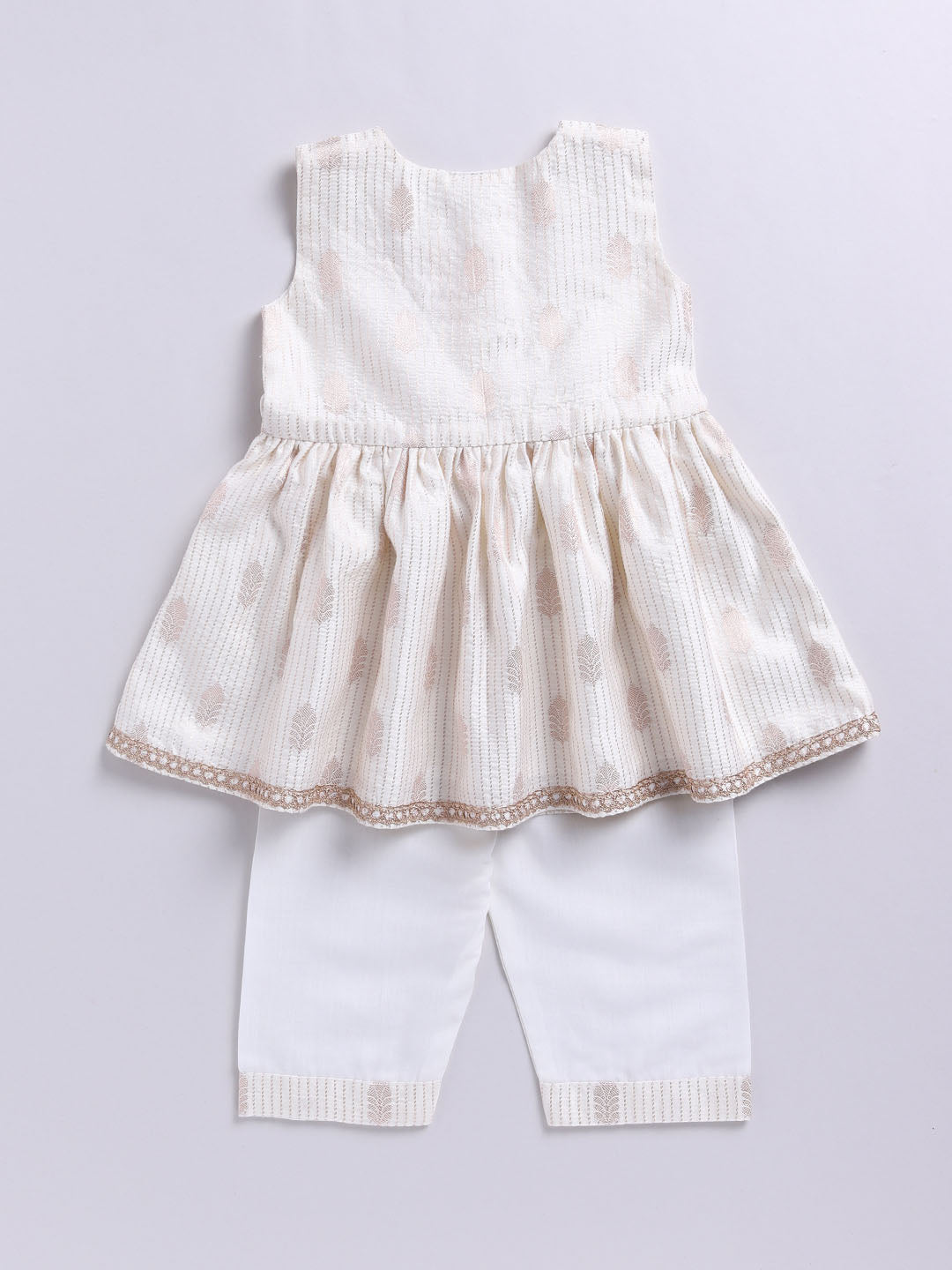 Girl's' Cream Ethnic Combo Set