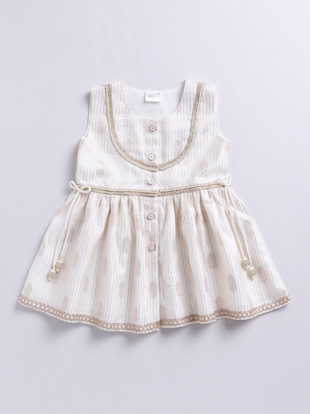 Girl's' Cream Ethnic Combo Set