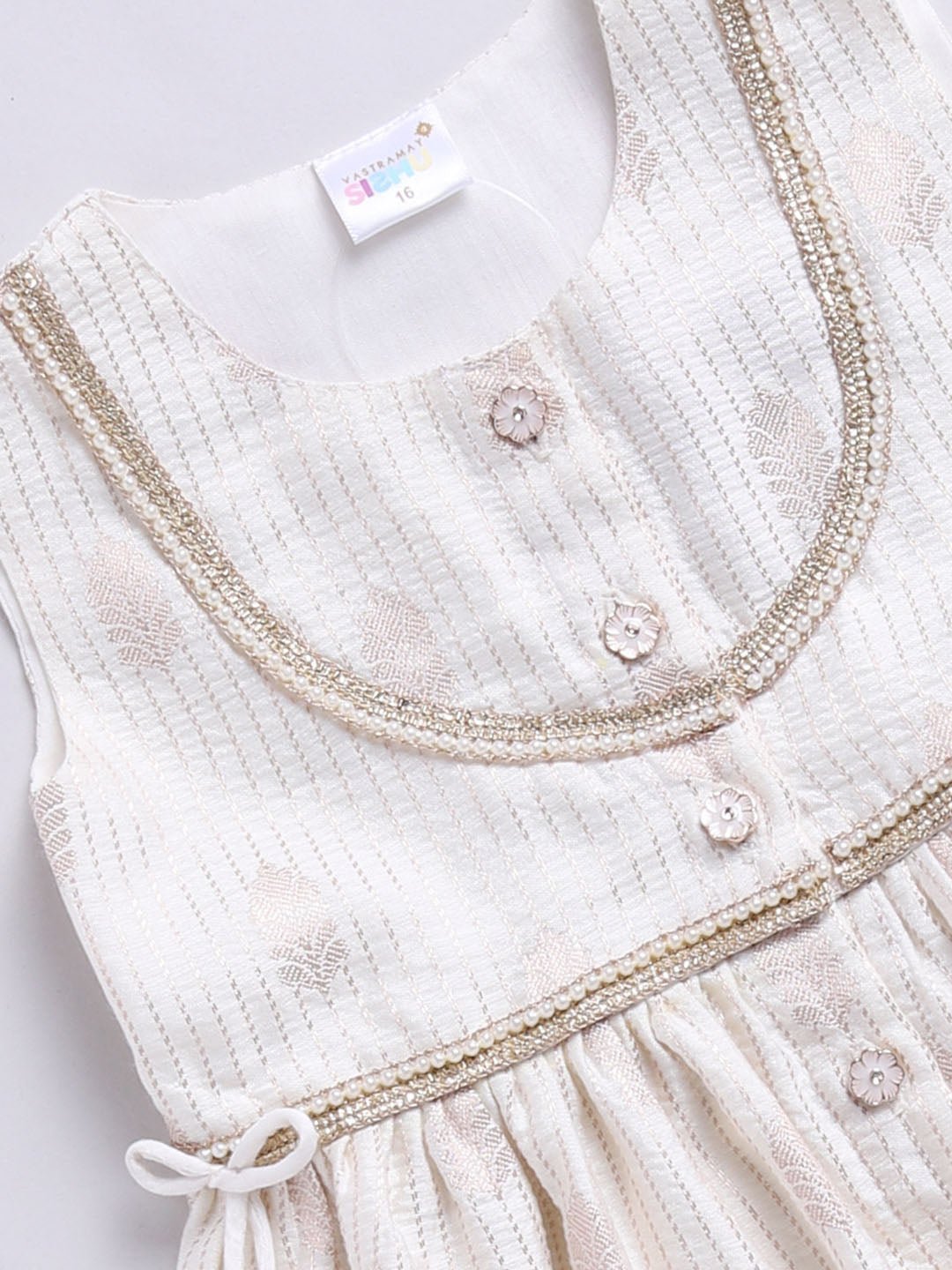 Girl's' Cream Ethnic Combo Set