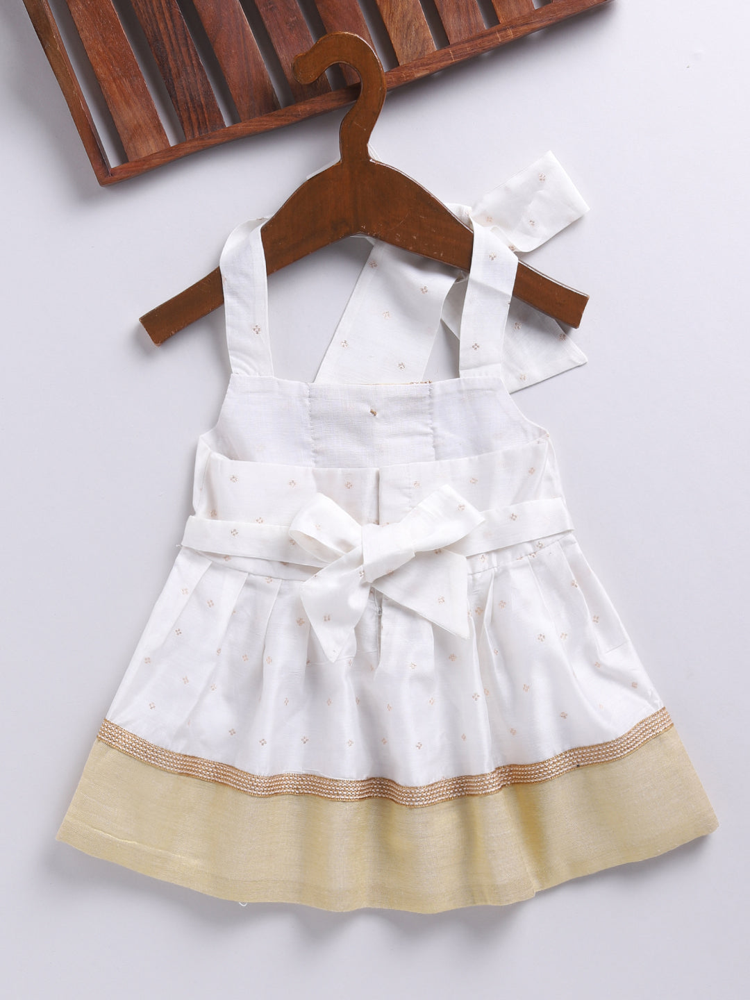 Girl's' White Frock, Shoe And Head Band