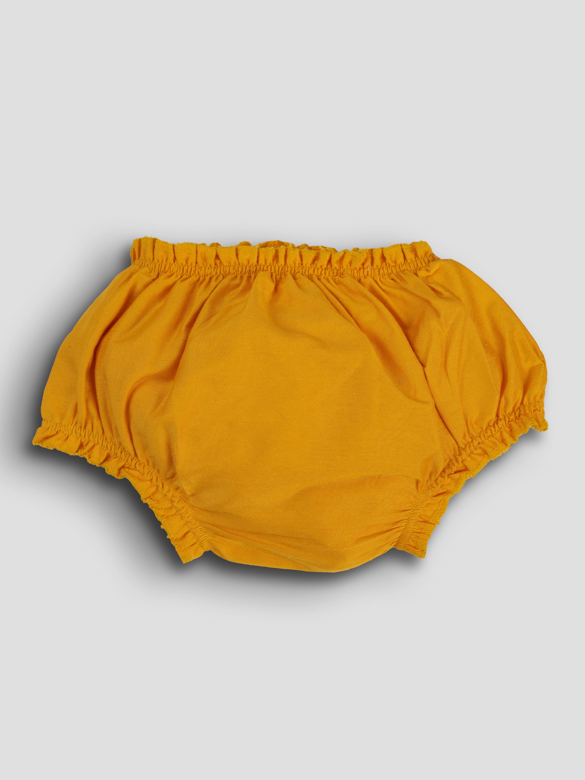 Girl's Mustard Jacquard Angrakha Kurta with Pant, Hairband, Shoe & Swaddle Set