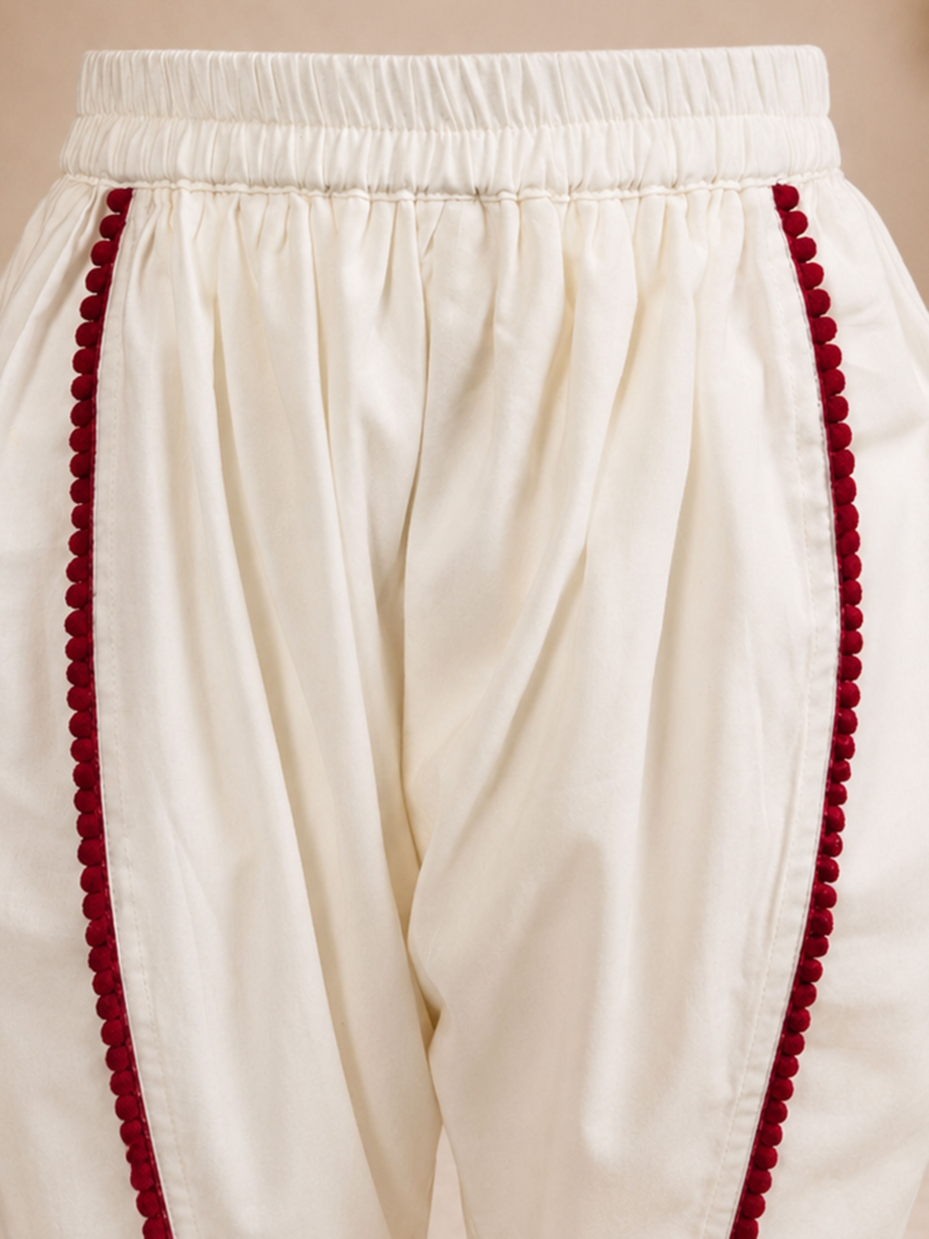 Girls's Aqua Cotton Embroidered Thigh Length Kurta And Dhoti Set
