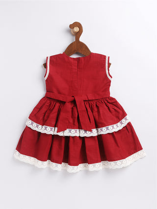 VASTRAMAY Girls' Maroon Dress