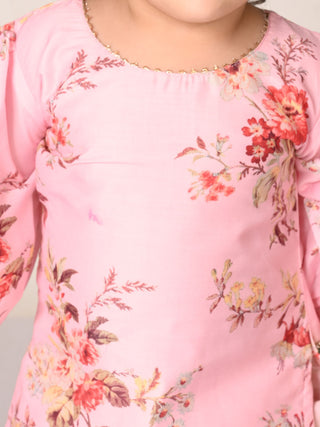 VASTRAMAY SISHU Girls Pink Floral Print Kurta Pyjama Set