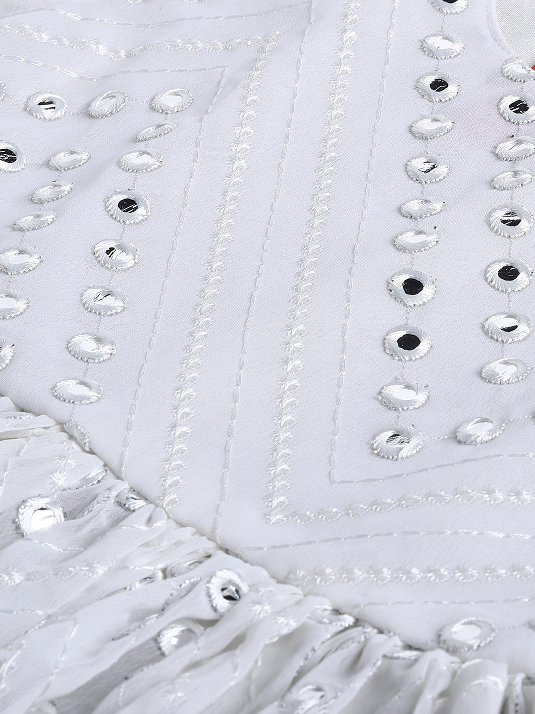 Girl's White Mirror Kurta