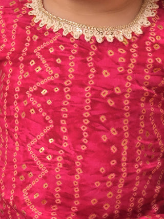 VASTRAMAY SISHU Girls Pink Bandhni Print Kurta And Patiala Set