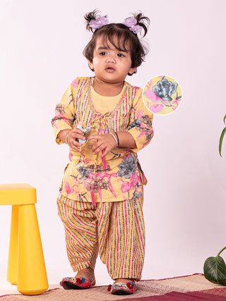 VASTRAMAY Girls' Yellow Kurta And Patiala Set