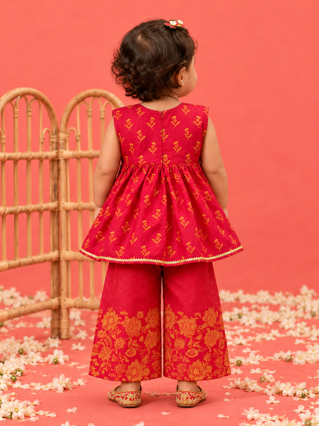 Girl Shishu Falsa Floral Print Kurta with Palazzo