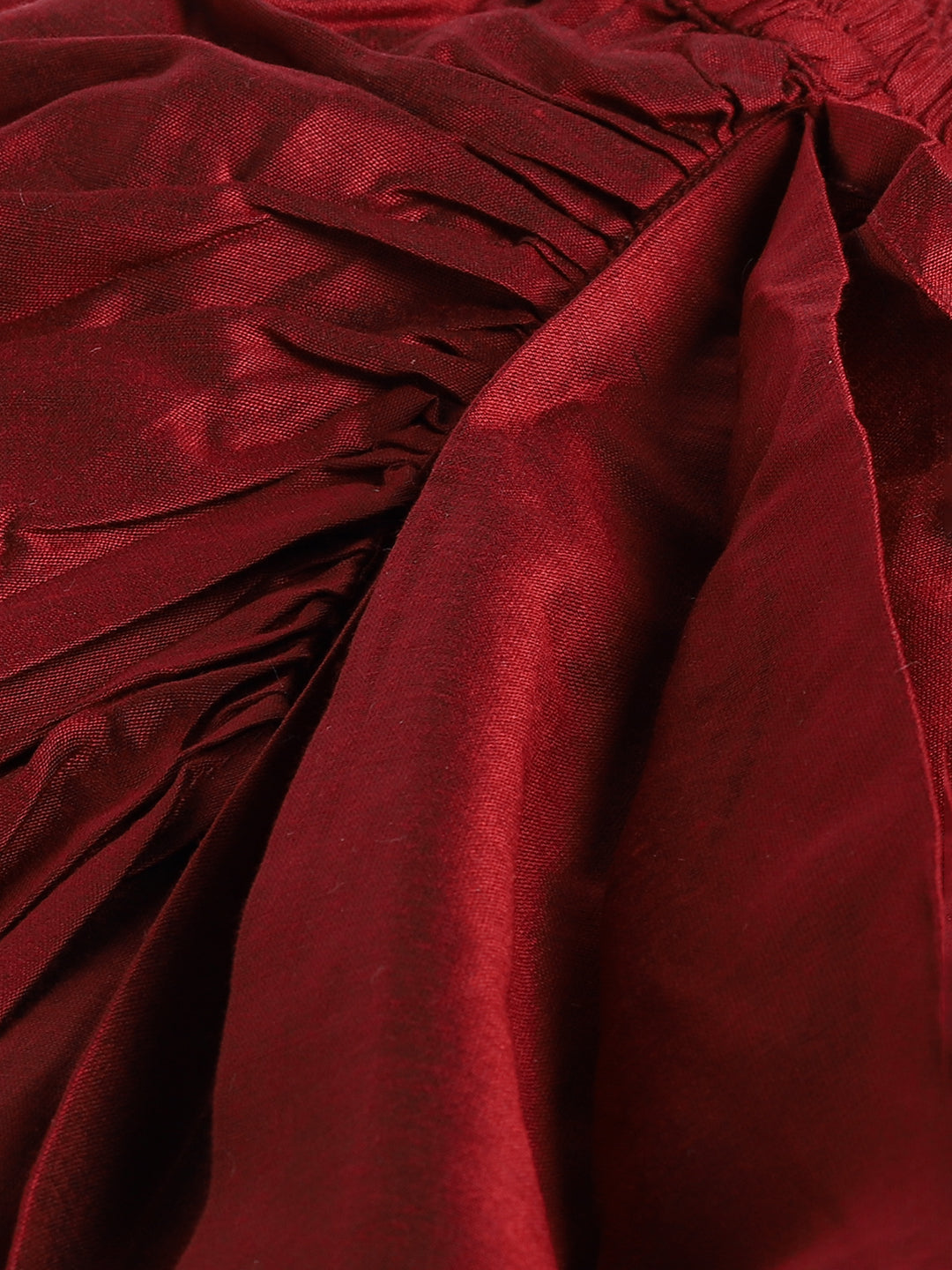 Sishu Girl's Maroon Draped Skirt With Crop Top
