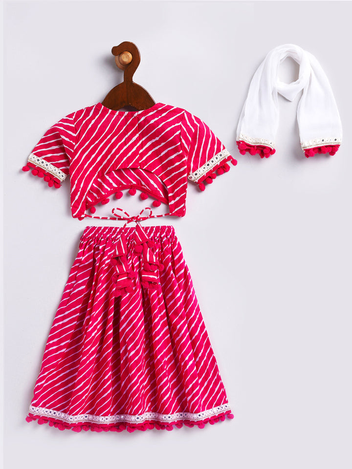Girls Pink Lehenga Choli With Dupatta