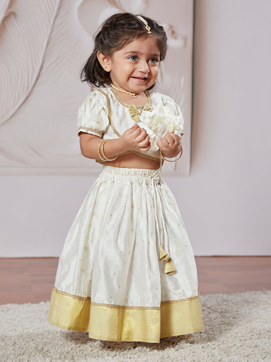 Girl's' White Lehenga Choli