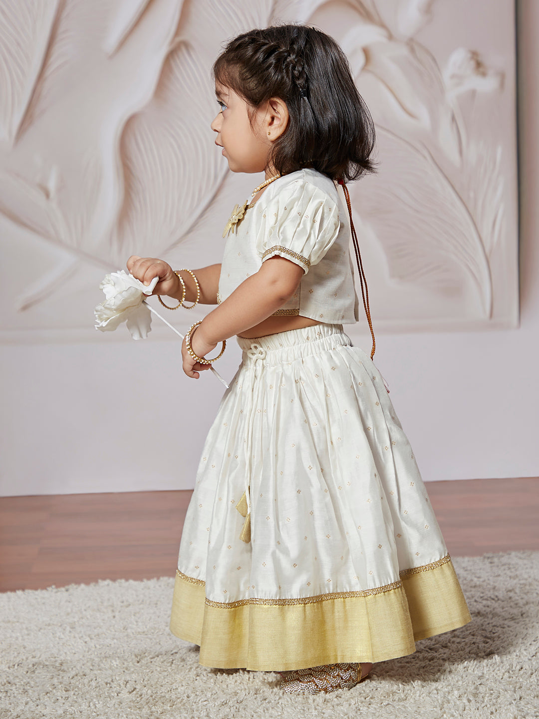 Girl's' White Lehenga Choli