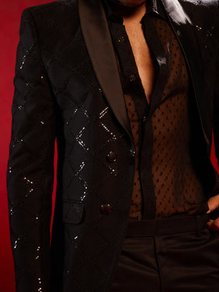 SHRESTHA By VASTRAMAY Men's Black Embellished Blazer