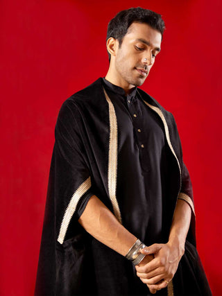 SHRESTHA BY VASTRAMAY Men's Black Slit Sleeves Dupatta