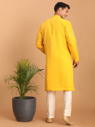SHRESTHA BY VASTRAMAY Men's Yellow Embroidered Kurta Pant Set