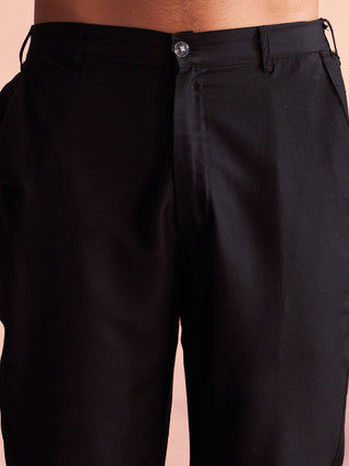 SHRESTHA BY VASTRAMAY Men's Black Georgette Embellished Kurta Pant Set