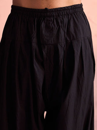 SHRESTHA BY VASTRAMAY Men's Black Georgette Embellished Kurta Patiala Set