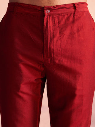 SHRESTHA BY VASTRAMAY Men's Maroon Georgette Embellished Kurta Pant Set