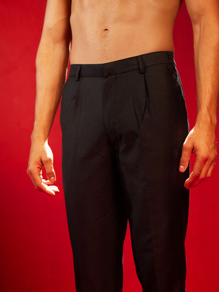 SHRESTHA BY VASTRAMAY Men's Black Viscose Pant Style Pyjama Set